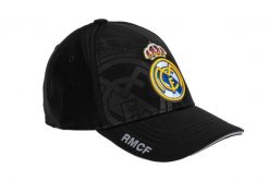 Czapka z daszkiem Real Madryt - oficjalna licencjonowana. Czarne czapki damskie REAL MADRID, bez wzorów, z bawełny. Za 99.00 zł.
