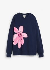 Bluza oversize. Niebieskie bluzy damskie bonprix, bez wzorów, bez ramiączek, bez kaptura. Za 37.99 zł.