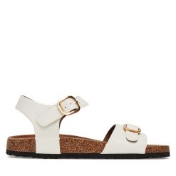 Sandały JENNY. Czarne sandały damskie Jenny, bez wzorów, bez obcasa, na słupku, bez zapięcia. Za 129.99 zł.