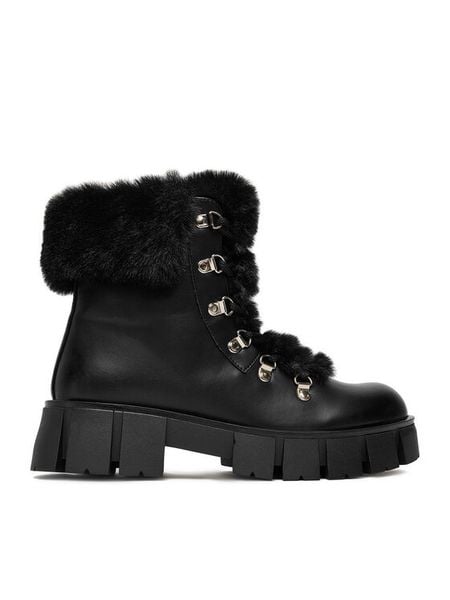 DeeZee Trzewiki 90190-6 Czarny. Czarne botki damskie DeeZee, bez wzorów, z materiału, bez obcasa, na płaskiej podeszwie, bez zapięcia. Za 219.99 zł.