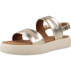 Sandały GEOX D CAMALEI Złoty. Żółte sandały damskie Geox, bez wzorów, z syntetyku, bez obcasa, bez zapięcia. Za 334.99 zł.