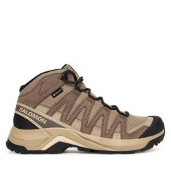 Trekkingi Salomon. Brązowe obuwie trekkingowe damskie Salomon, z gore-texu, bez zapięcia. Za 659.99 zł.