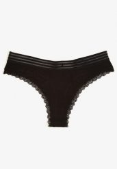 Czarne Majtki Stringi z Bawełny z Ozdobną Gumką i Koronką Torstia. Czarne majtki damskie Born2be, z bawełny. Za 4.99 zł.