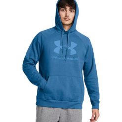 Bluza męska Under Armour Rival Fleece Logo HD. Niebieskie bluzy męskie Under Armour, l, bez wzorów, sportowe, bez ramiączek, z kapturem. Za 340.33 zł.