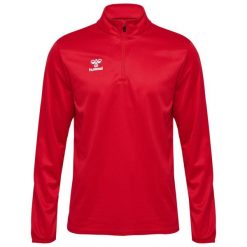 Bluza hmlESSENTIAL HALF-ZIP. Czerwone bluzy męskie Hummel, xl, bez wzorów, sportowe, bez ramiączek, bez kaptura. Za 163.50 zł.