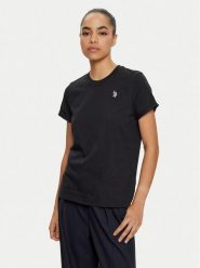 U.S. Polo Assn. T-Shirt WUP0634 Czarny Regular Fit. Czarne t-shirty damskie U.S. Polo Assn., s, bez wzorów, z bawełny, bez kołnierzyka, bez ramiączek. W wyprzedaży za 99.99 zł.