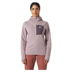 Bluza trekkingowa damska Helly Hansen Versalite Hooded Jacket. Fioletowe bluzy damskie Helly Hansen, bez wzorów, sportowe, bez ramiączek, bez kaptura. Za 329.99 zł.
