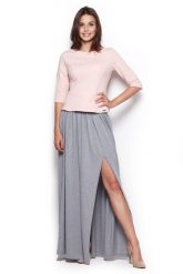 Różowa Bluzka z Rękawem 3/4 z Baskinką. Czerwone bluzki damskie Figl, xl, bez wzorów, z bawełny, bez kołnierzyka, bez ramiączek. Za 179.00 zł.