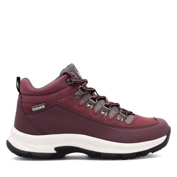 Trzewiki Go Soft. Czerwone botki damskie GO SOFT, bez wzorów, bez obcasa, na płaskiej podeszwie, bez zapięcia. Za 179.99 zł.