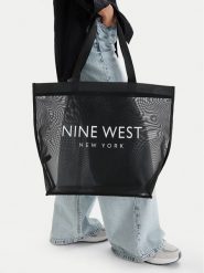 Nine West Torebka CEO-Eloura-LA374-4074 Czarny. Czarne shopperki damskie Nine West, bez wzorów, z materiału, bez dodatków. Za 79.99 zł.