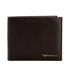 Męski portfel WINGS z naturalnej skóry bydlęcej Brown. Brązowe portfele męskie Wings, bez wzorów, ze skóry. Za 119.90 zł.