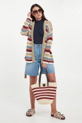 Kardigan damski lniany Bonito WEEKEND MAX MARA. Kardigany damskie Weekend Max Mara, s, bez wzorów, ze lnu, bez kołnierzyka. Za 1,519.00 zł.