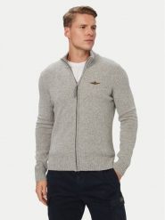 Aeronautica Militare Kardigan 262MA1646UL00924 Szary Regular Fit. Szare swetry męskie Aeronautica Militare, m, bez wzorów, z wełny, bez kołnierzyka, bez ramiączek. Za 799.99 zł.