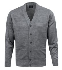 Męski Sweter Wełniany na Guziki - Kardigan - Pako Jeans - Popielaty. Szare swetry męskie Pako Jeans, l, bez wzorów, z jeansu, casualowe, bez kołnierzyka, bez ramiączek. Za 225.00 zł.