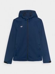 4F Kurtka softshell wiatroodporna membrana 5 000 męska - granatowa S. Niebieskie kurtki męskie 4F, m, bez wzorów, z dzianiny, z kapturem, wspinaczkowe, windstopper. Za 299.99 zł.