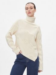 Calvin Klein Sweter Asymetric Modern Cable Sweater K20K206016 Beżowy Regular Fit. Brązowe swetry nierozpinane damskie Calvin Klein, xl, bez wzorów, z syntetyku, bez kołnierzyka, bez ramiączek. Za 609.99 zł.
