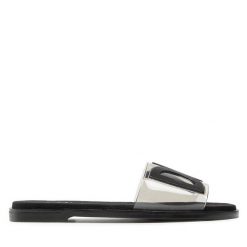 Klapki DKNY. Czarne klapki damskie DKNY, bez wzorów, bez obcasa, bez zapięcia. Za 599.99 zł.