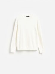 Sweter z dodatkiem modalu - biały. Białe swetry męskie Reserved, l, bez wzorów, z bawełny, bez kołnierzyka, bez ramiączek. Za 139.99 zł.