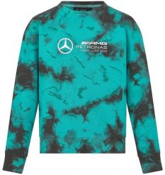 Damska bluza Mercedes-AMG Petronas F1 tie-dye z okrągłym dekoltem. Zielone bluzy damskie 55PROTEC, xl, bez wzorów, z bawełny, bez ramiączek, bez kaptura. Za 277.99 zł.
