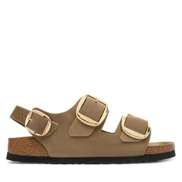 Sandały Birkenstock. Brązowe sandały damskie Birkenstock, bez wzorów, bez obcasa, na płaskiej podeszwie, bez zapięcia. Za 647.99 zł.