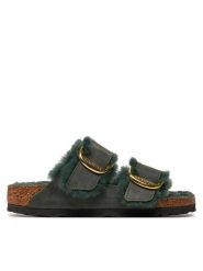 Birkenstock Klapki Arizona Bb Shearling Leoi 1028070 Zielony. Zielone klapki damskie Birkenstock, bez wzorów, ze skóry, bez obcasa, bez zapięcia. Za 579.99 zł.