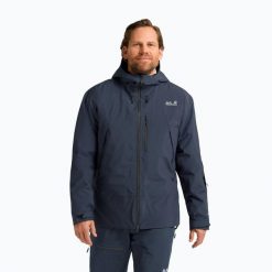 Kurtka narciarska męska Jack Wolfskin Flowline Pro 2L Ins. Niebieskie kurtki sportowe męskie Jack Wolfskin, na zimę, l, bez wzorów, bez kaptura, narciarskie. Za 1,129.00 zł.