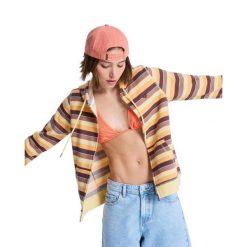 Bluza z kapturem dla Kobiety PERFECT STRIPE Brązowy. Brązowe bluzy damskie Roxy, bez wzorów, z bawełny, bez ramiączek, z kapturem. Za 259.99 zł.