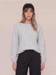 Sweter chunky z szerokimi rękawami - szary. Szare swetry nierozpinane damskie Sinsay, l, bez wzorów, bez kołnierzyka, bez ramiączek. Za 59.99 zł.