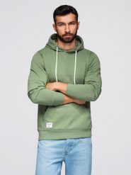 Bluza męska dresowa BASIC kangurka z kapturem - zielona V3 B1674 XL. Zielone bluzy męskie Ombre, m, bez wzorów, z dresówki, bez ramiączek, z kapturem. Za 236.00 zł.