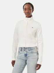 Tommy Jeans Bluza Flag DW0DW23535 Biały Slim Fit. Białe bluzy damskie Tommy Jeans, s, bez wzorów, z bawełny, bez ramiączek, bez kaptura. Za 369.99 zł.