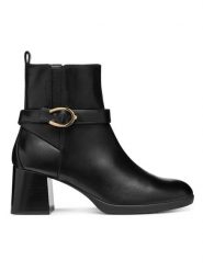Geox Botki D Walk Pleasure 55 D46XBA 00043 C9999 Czarny. Czarne botki damskie Geox, bez wzorów, ze skóry, bez obcasa, na słupku, bez zapięcia. Za 539.99 zł.
