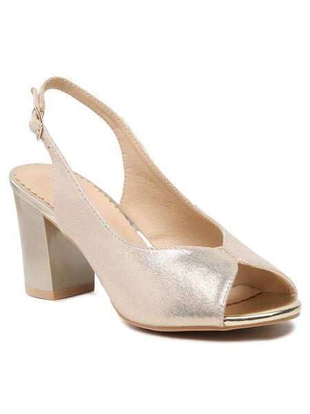 Clara Barson Sandały ACANNA KL-230801-02 Złoty. Żółte sandały damskie Clara Barson, bez wzorów, z materiału, bez obcasa, na słupku, bez zapięcia. Za 109.99 zł.