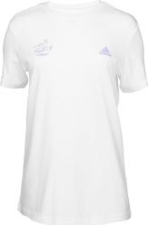 Adidas Koszulka damska adidas Signature Tee biała GV1345 M. Białe bluzki damskie Adidas, m, bez wzorów, bez kołnierzyka, bez ramiączek. Za 84.46 zł.