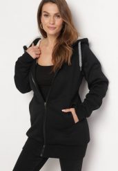 Czarna Bluza Ocieplana Sztucznym Futerkiem z Kapturem i Kieszeniami Violanda. Czarne bluzy damskie Born2be, l, bez wzorów, bez ramiączek, z kapturem. Za 129.99 zł.