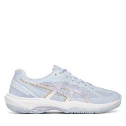 Buty halowe Asics. Niebieskie obuwie sportowe damskie Asics, bez wzorów, bez zapięcia. Za 299.99 zł.