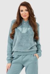 EMPORIO ARMANI Zielona pluszowa bluza damska. Zielone bluzy damskie Emporio Armani, s, z aplikacjami, z poliesteru, biznesowe, bez ramiączek, bez kaptura. W wyprzedaży za 399.99 zł.