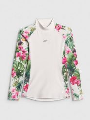 4F Top do pływania z nadrukiem damski - multikolor M. Brązowe topy damskie 4F, m, bez wzorów, z materiału, bez kołnierzyka, bez ramiączek. Za 149.99 zł.