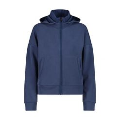 Damska satynowa modalna rozpinana bluza CMP. Niebieskie bluzy damskie CMP, xs, bez wzorów, prążkowane, sportowe, bez ramiączek, bez kaptura. Za 415.20 zł.