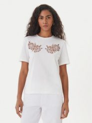 Fracomina T-Shirt FS26ST3001J401E5 Biały Regular Fit. Białe t-shirty damskie Fracomina, xl, bez wzorów, z bawełny, bez kołnierzyka, bez ramiączek. Za 279.99 zł.