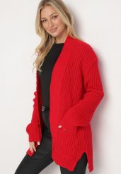 Czerwony Kardigan Niezapinany ze Splotem w Warkocze Pariga. Czerwone kardigany damskie Born2be, m, bez wzorów, ze splotem, eleganckie, bez kołnierzyka. Za 59.99 zł.