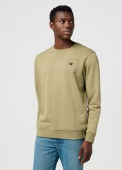 MESKA BLUZA WRANGLER SIGN OFF CREW ALOE 112371463. Bluzy męskie Wrangler, m, bez wzorów, bez ramiączek, bez kaptura. Za 189.99 zł.