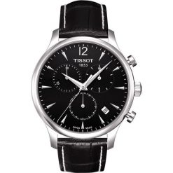 PROMOCJA ZEGAREK TISSOT T-CLASSIC T063.617.16.057.00. Czarne zegarki męskie TISSOT, bez wzorów, ze stali. W wyprzedaży za 1,478.40 zł.