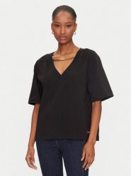 Marciano Guess T-Shirt 5GGI03 6298A Czarny Regular Fit. Czarne t-shirty damskie Marciano Guess, xl, z aplikacjami, z bawełny, bez kołnierzyka, bez ramiączek. Za 189.99 zł.