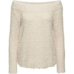 Sweter dzianinowy bonprix beżowo-szary. Szare swetry nierozpinane damskie bonprix, bez wzorów, z dzianiny, bez kołnierzyka, bez ramiączek. Za 41.99 zł.