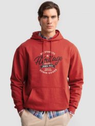 Bluza męska z kapturem z nadrukiem czerwona Herity 704. Czerwone bluzy męskie BIG STAR, l, bez wzorów, z dzianiny, z kapturem. W wyprzedaży za 99.99 zł.