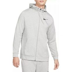 Bluza Męska Rozpinana z Kapturem Nike Dri-FIT Full Zip. Szare bluzy męskie Nike, m, bez wzorów, casualowe, bez ramiączek, z kapturem. Za 276.30 zł.
