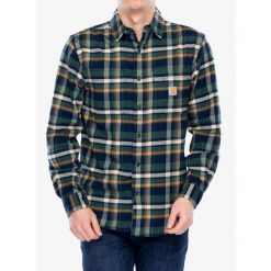 Koszula męska Carhartt Flannel L/S Plaid Shirt. Niebieskie koszule męskie Carhartt, l, bez wzorów, casualowe, bez kołnierzyka, bez ramiączek. Za 277.99 zł.