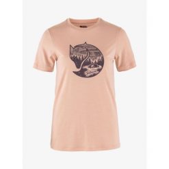 Koszulka merino damska Fjallraven Abisko Wool Fox. Czerwone koszulki sportowe damskie Fjällräven, bez wzorów, bez ramiączek. Za 272.99 zł.