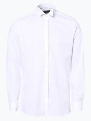 Finshley & Harding Koszula z wywijanymi mankietami Mężczyźni Slim Fit Bawełna biały kołnierz łamany, 38. Białe koszule męskie Finshley & Harding, m, bez wzorów, z bawełny, klasyczne, bez kołnierzyka, bez ramiączek. Za 279.95 zł.