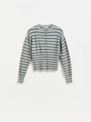 Kardigan z wiskozą - wielobarwny. Kardigany damskie Reserved, l, bez wzorów, z dzianiny, bez kołnierzyka. Za 129.99 zł.